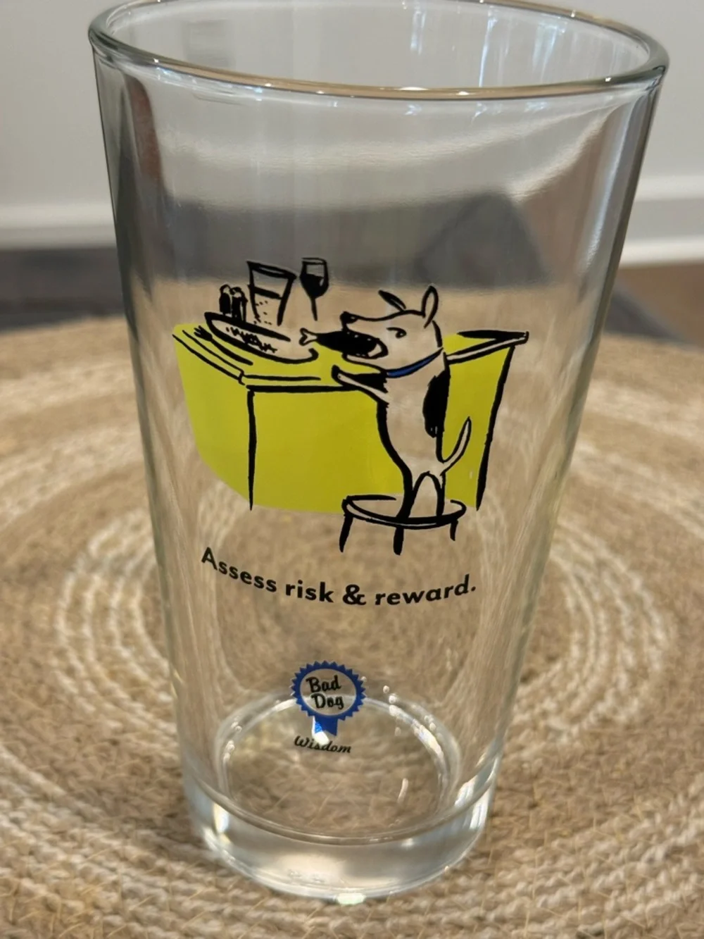 Vtg Bad Dog Brand Wisdom Glass Drinking Glasses Set of 3 Funny Theme Drinkware - Picture 7 of 16